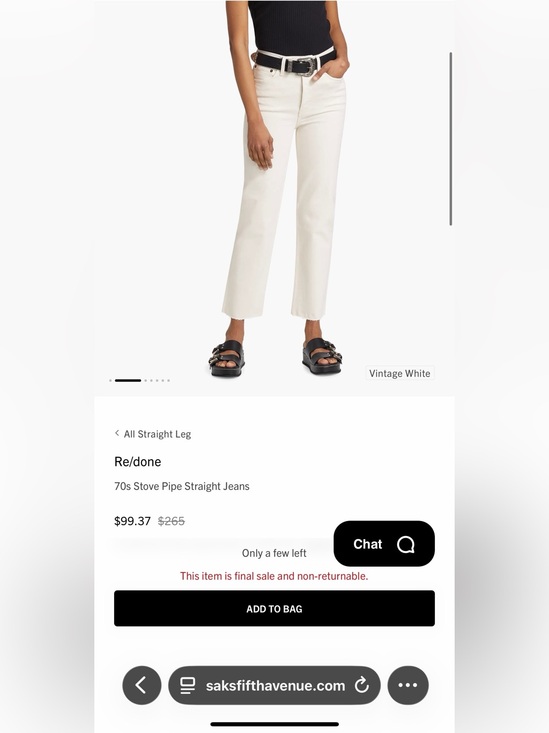 Re/Done Pants - Re/Done White Denim Interior Label Detail